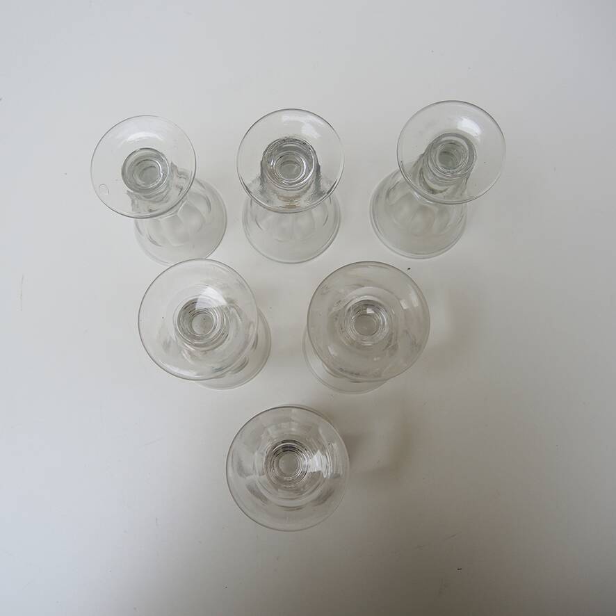 6 Antique Caton Style Crystal Stemmed Glasses H11 cm