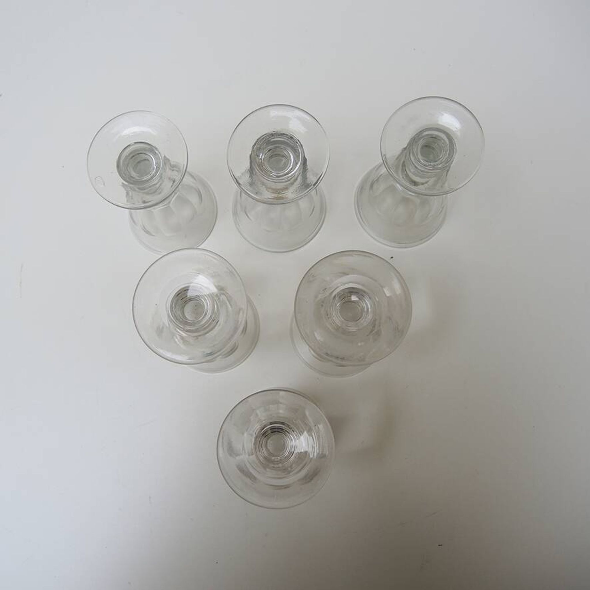 6 Antique Caton Style Crystal Stemmed Glasses H11 cm