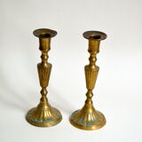 Pair of gilded brass candlesticks