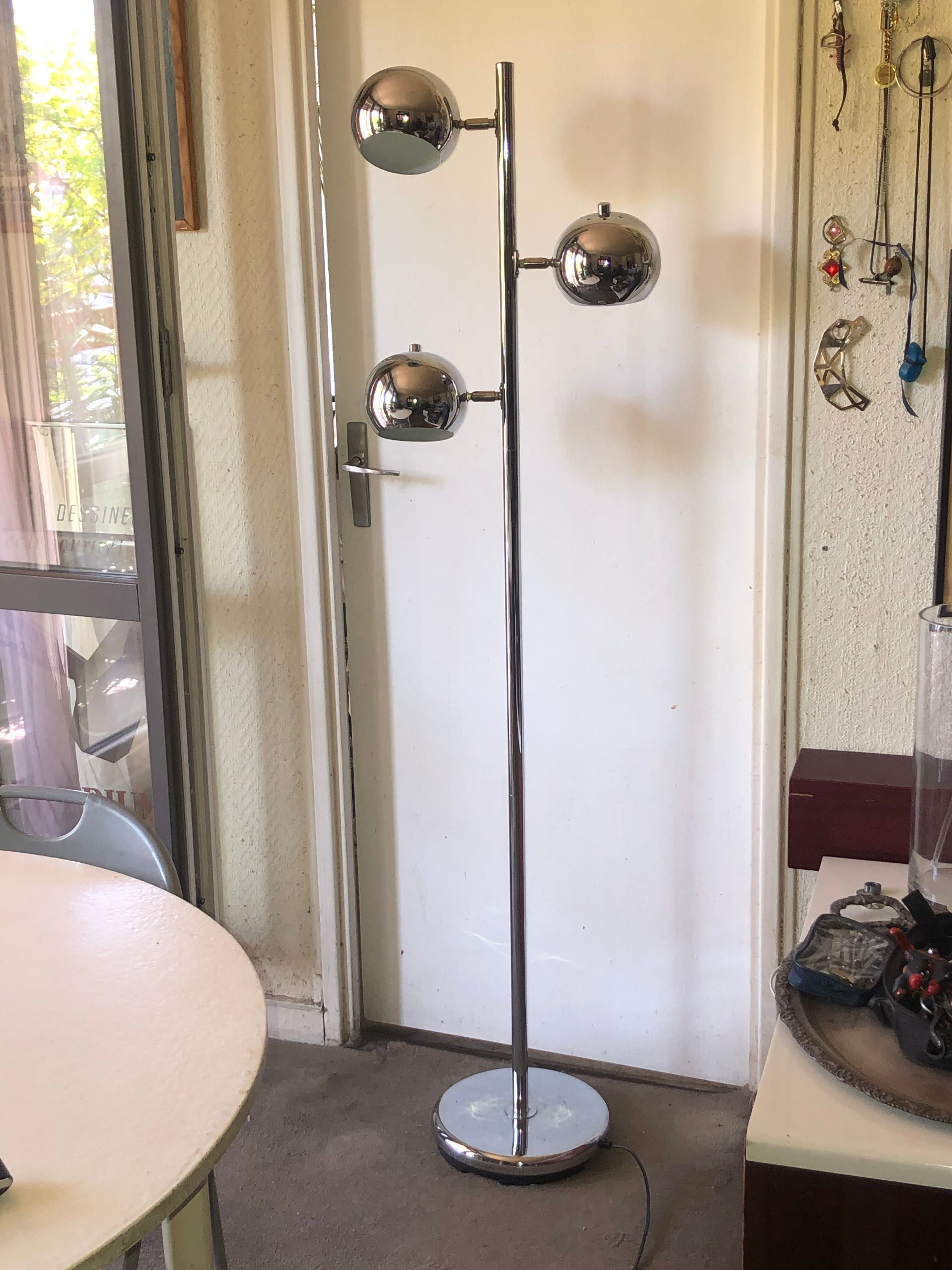 Floor lamp chrome balls "Bullit"