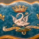 Cup decorated with swan crown fleur-de-lys earthenware by Blois Bruneau Balon