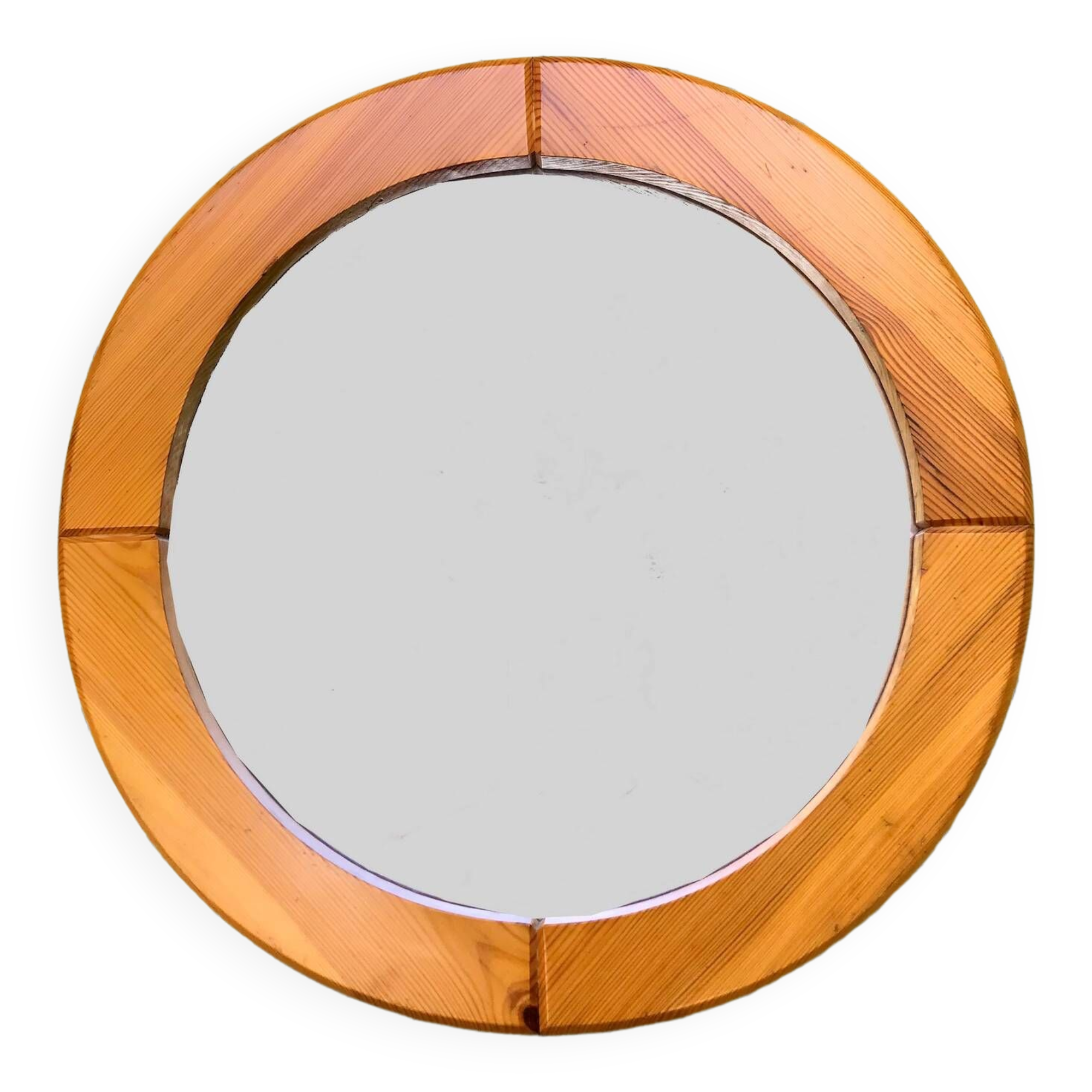 Vintage Scandinavian pine mirror by Glasmaster Markaryd 1970s