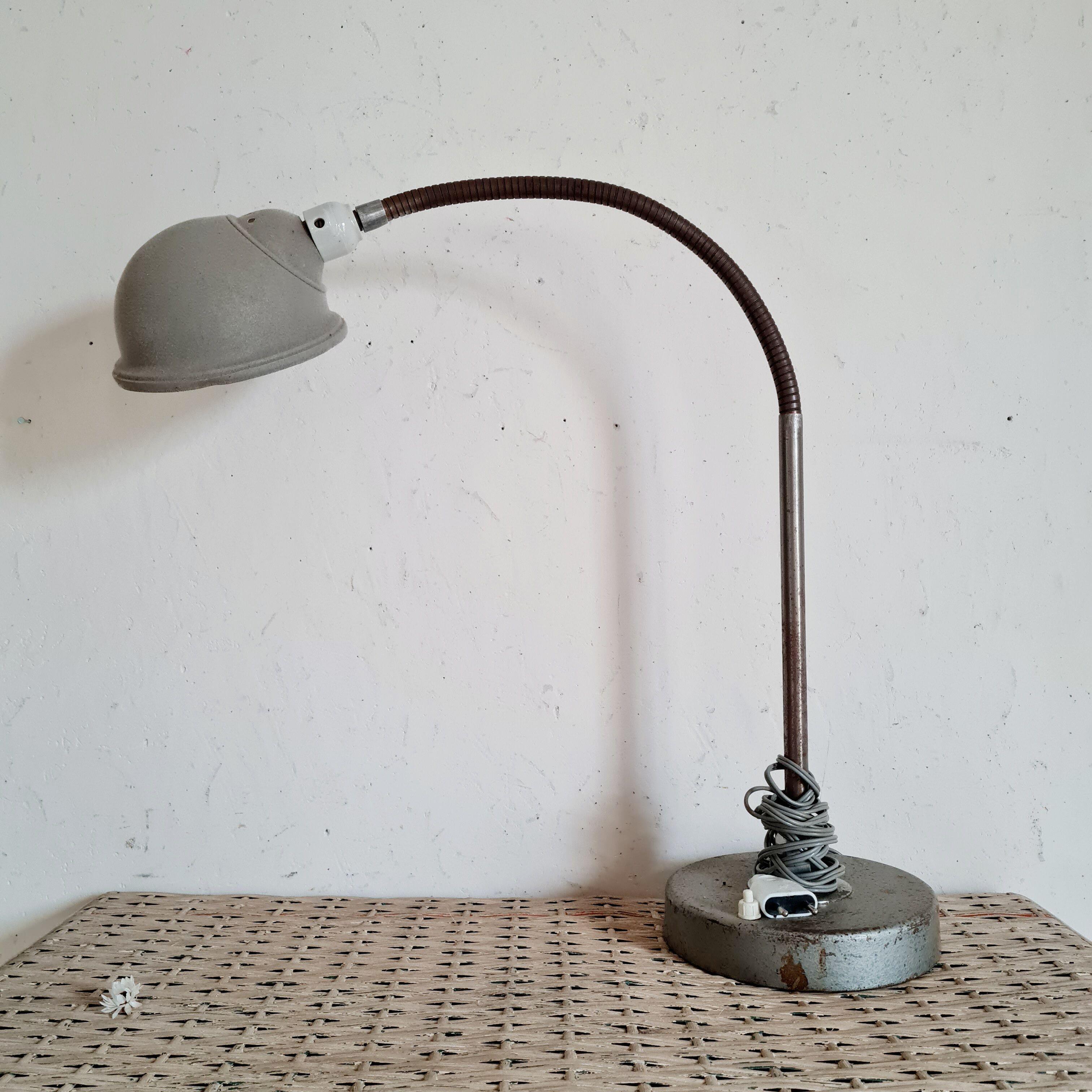 Antique articulated metal workshop lamp
