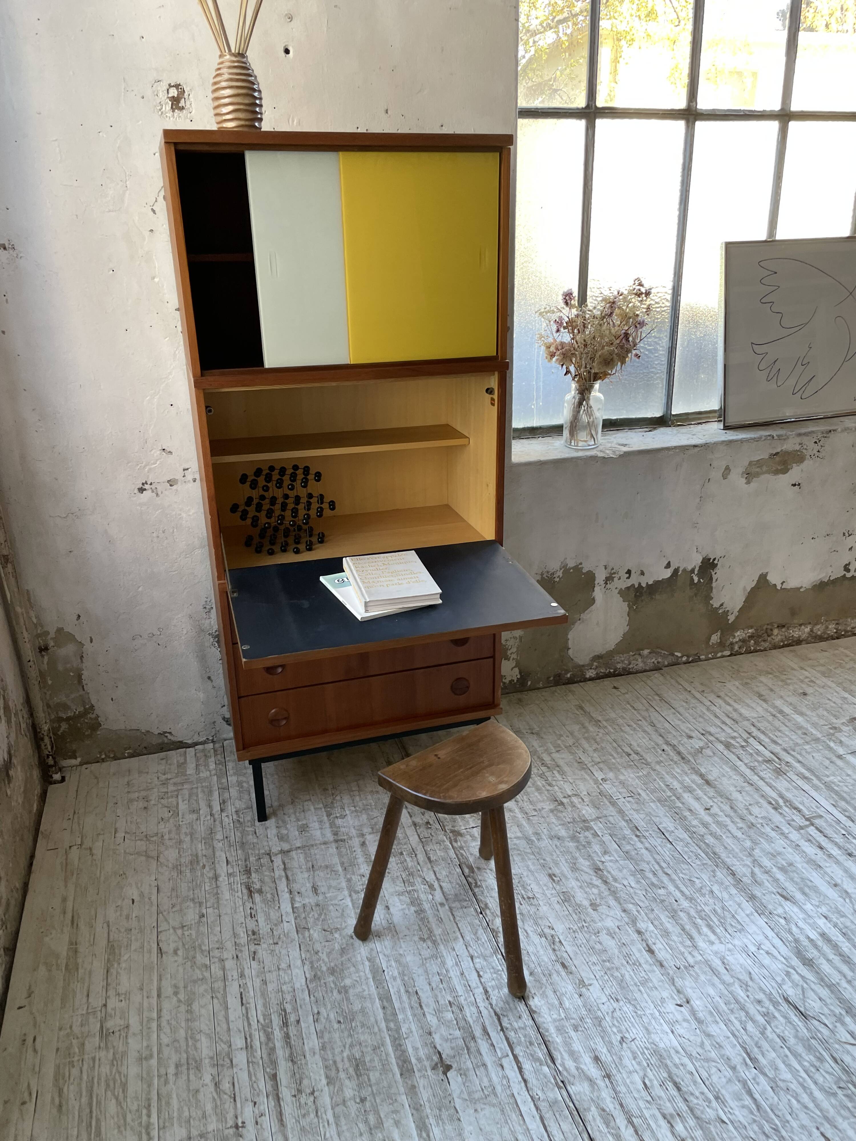 Modernist teak secretary desk, 1950s
