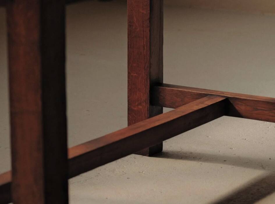 Solid oak farmhouse table, France, around 1950.
