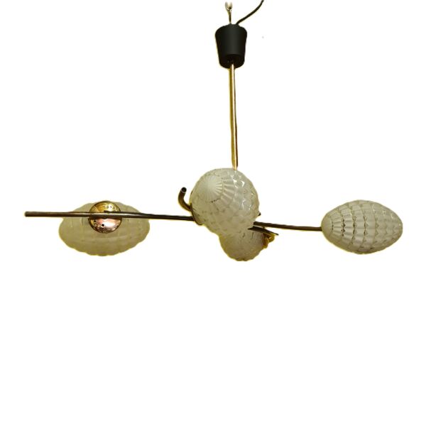 Lampe à Suspension Design Français avec Verre, 1960s