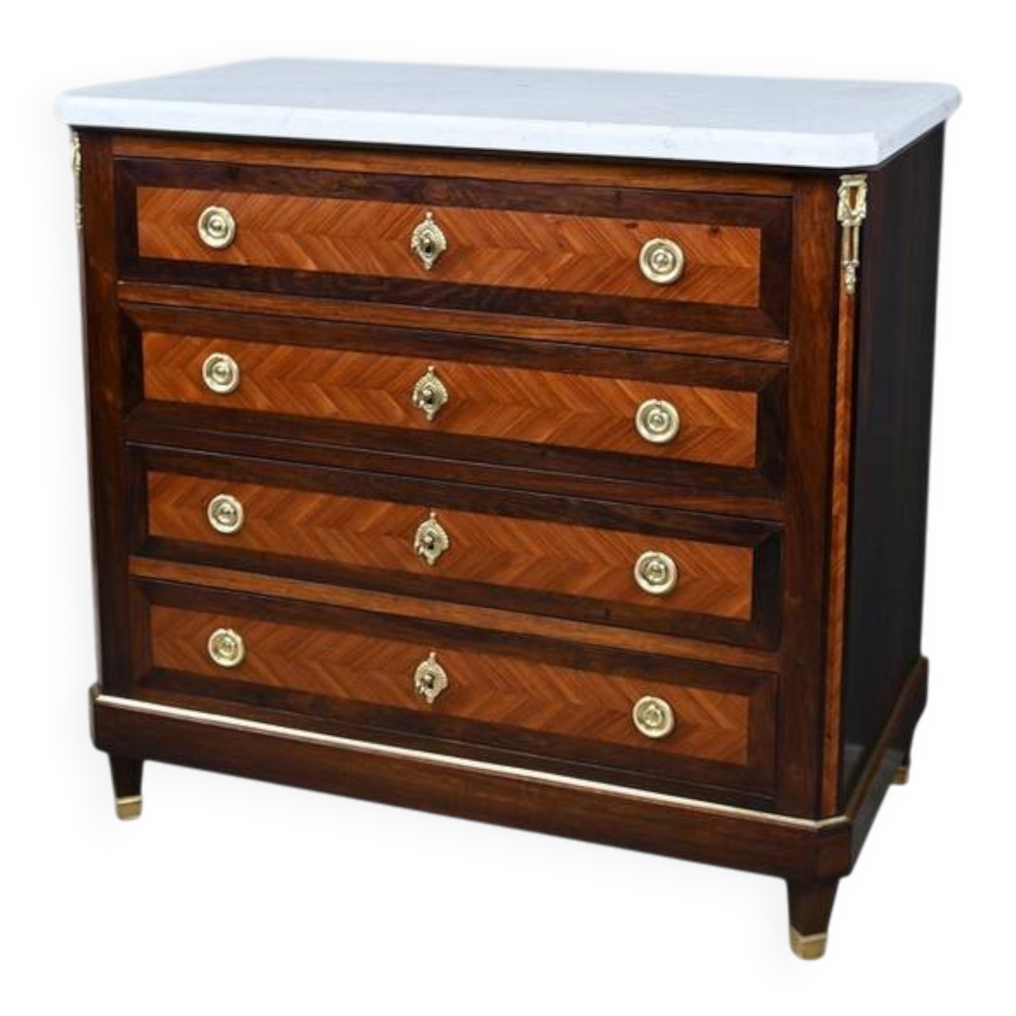 Rosewood and rosewood marquetry commode, Louis XVI style – late 19th century