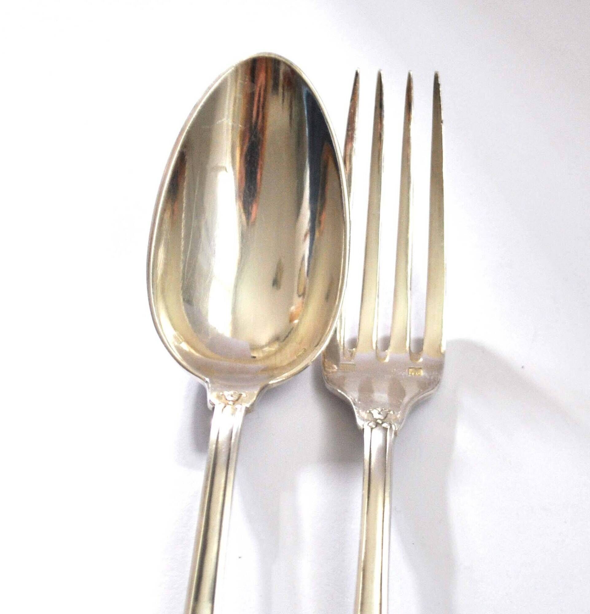 Lot 24 EMPIRE Silver Metal Table Cutlery SFAM model "Sans embarrass" 12 forks and 12 spoons