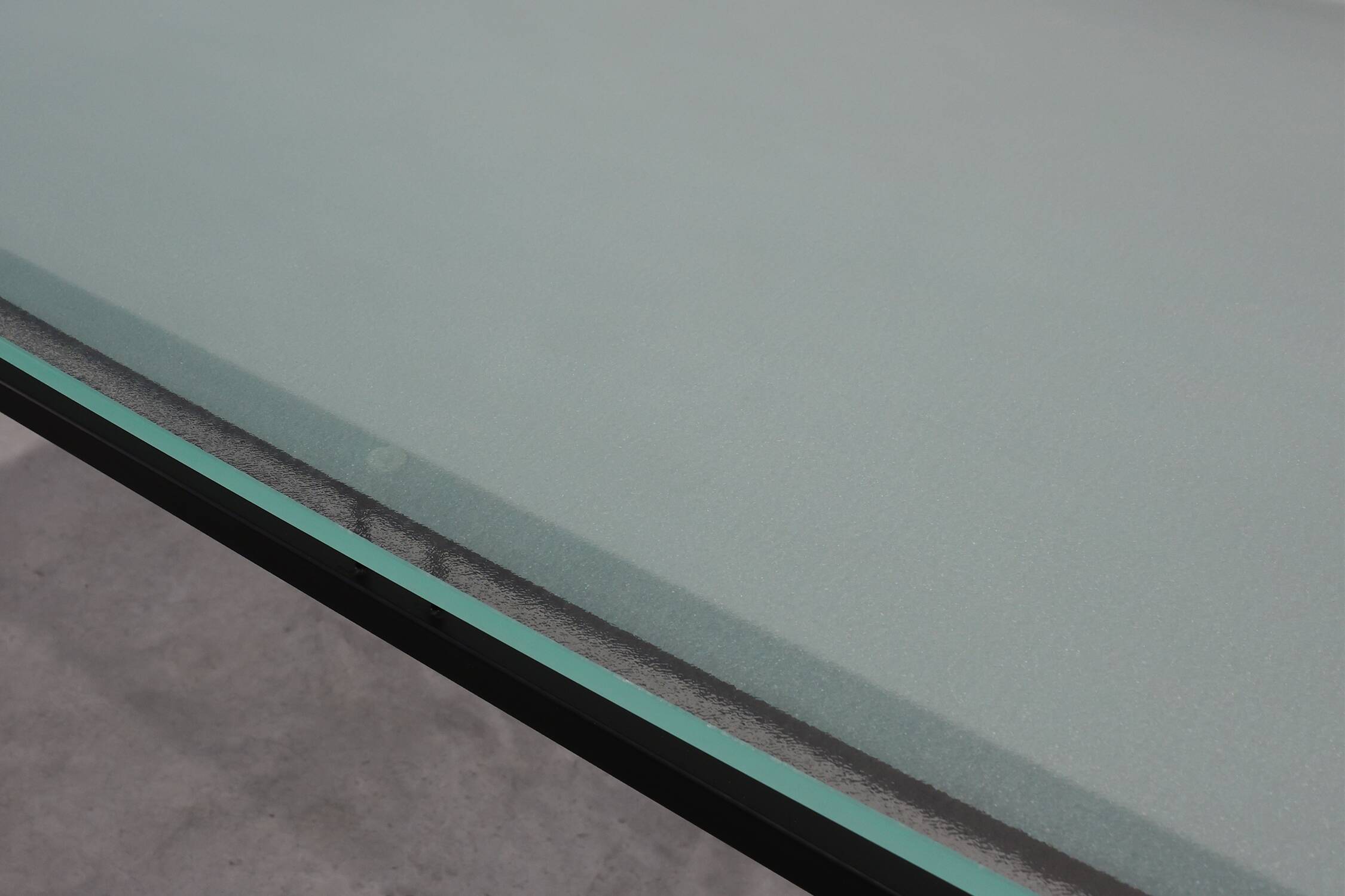 Modernist Dining Table with Black Metal Base and Glass Top, Belgium 1980s