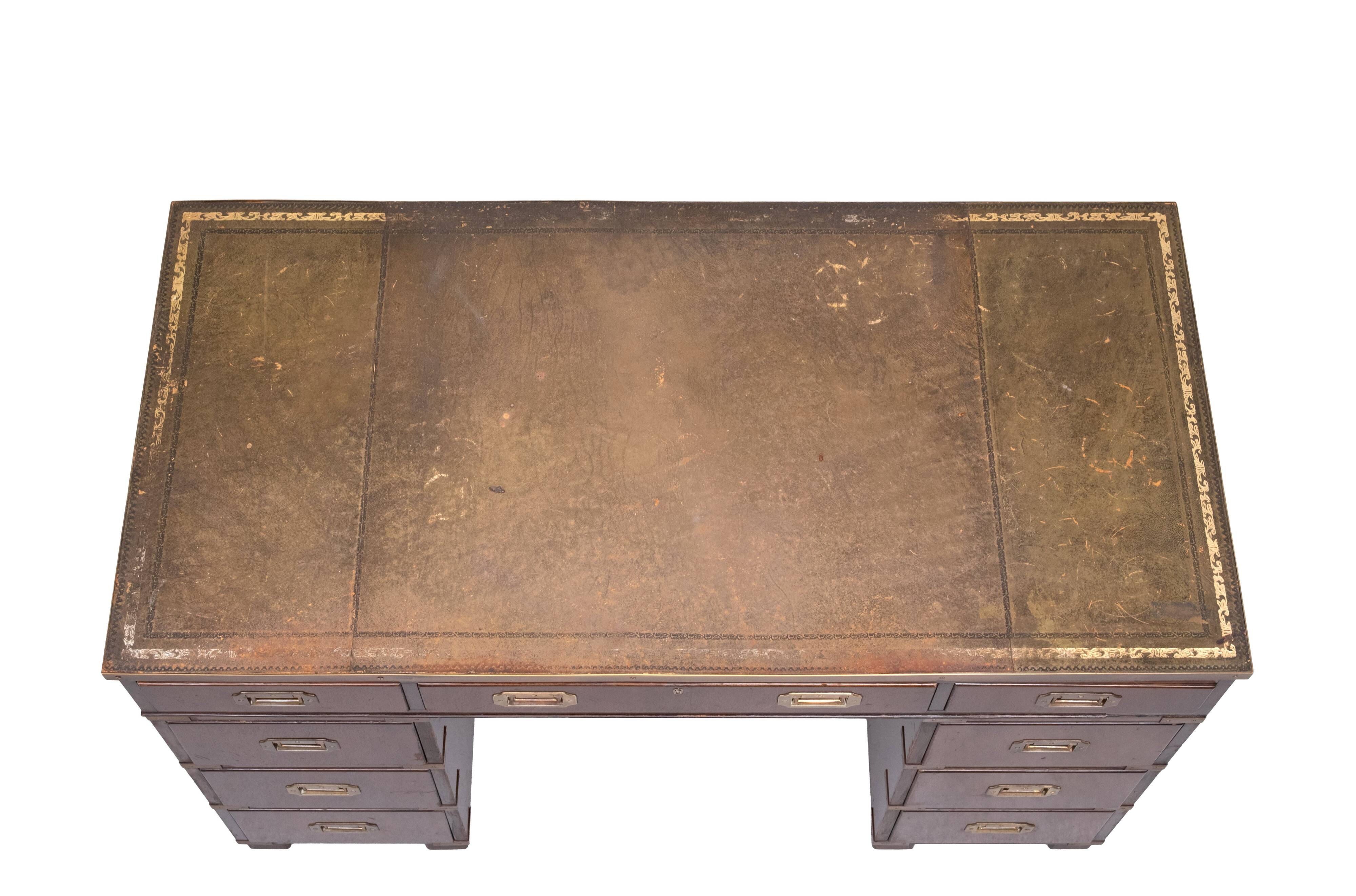 Mahogany Campaign Desk by N. Norton LTD England