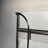 Vintage folding trolley in chromed metal and enamelled trays