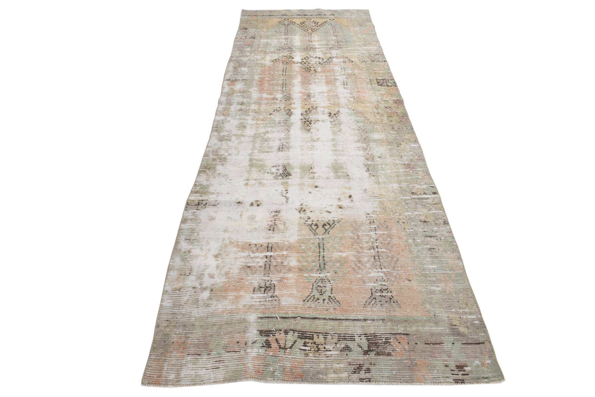 4x11 Long Wide Soft Beige Vintage Runner Rug, 116x334Cm FREE SHIPPING