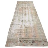 4x11 Long Wide Soft Beige Vintage Runner Rug, 116x334Cm FREE SHIPPING