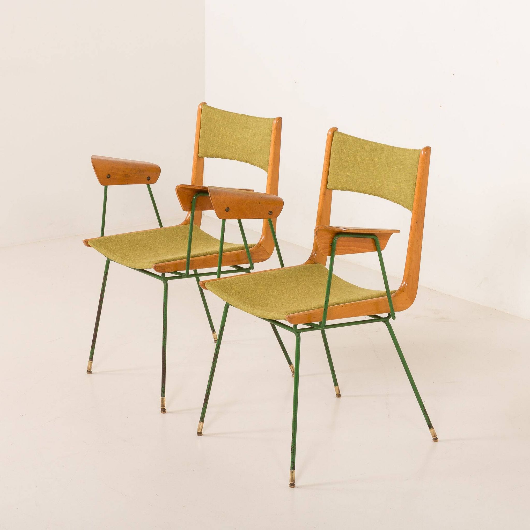 Boomerang chair attr. to Carlo De Carli, set of 2, Italy 1950s