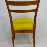 Set of Six Italian Art Deco Walnut Chairs with Colorful Velvet Seats, 1950s