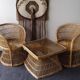 Vintage set of wicker peacock chairs and table 60