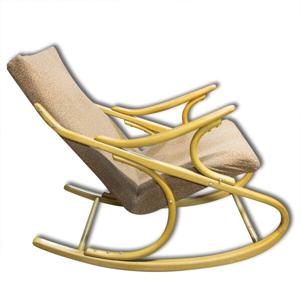 Rocking Chair Wooden Curved By Tone Czechoslovakia 1960's