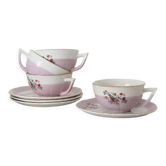 Ensemble de 4 tasses et sous-tasses Moulin des Loups, vintage