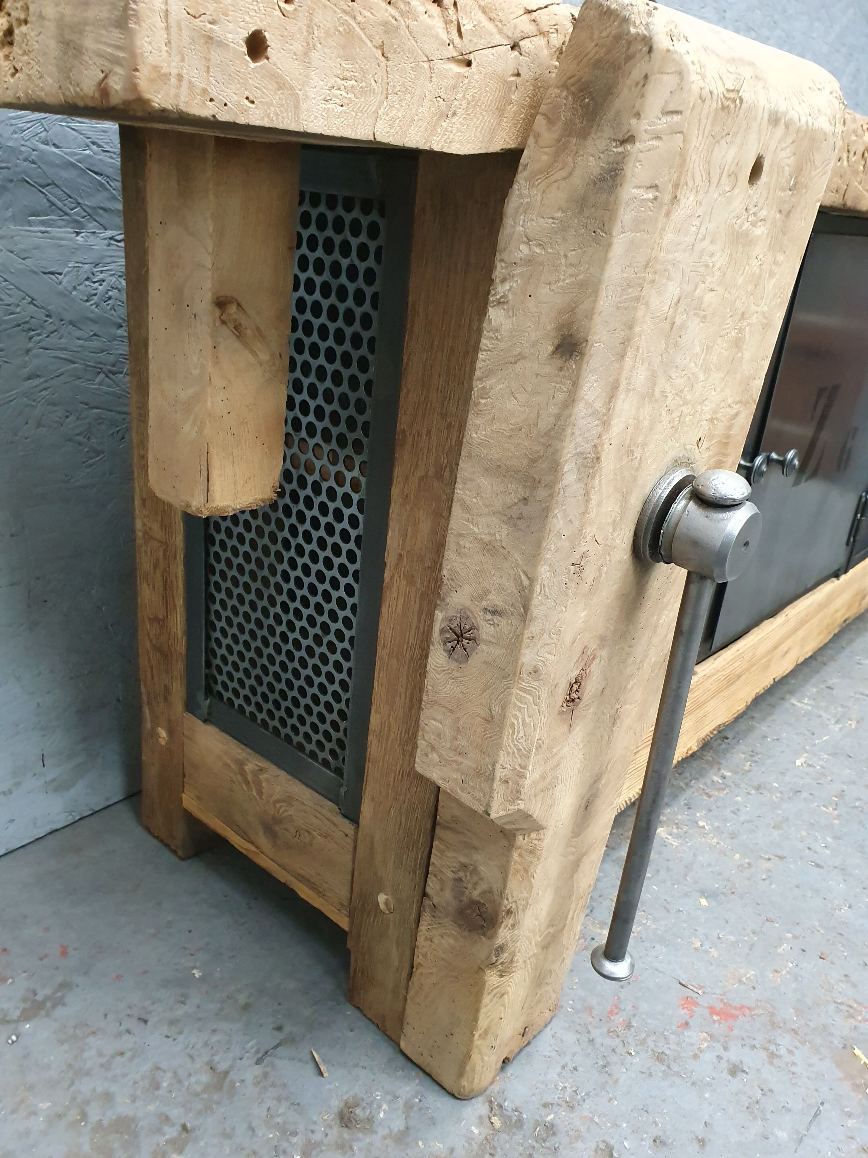 Industrial established furniture two metal doors and 6 wooden drawers