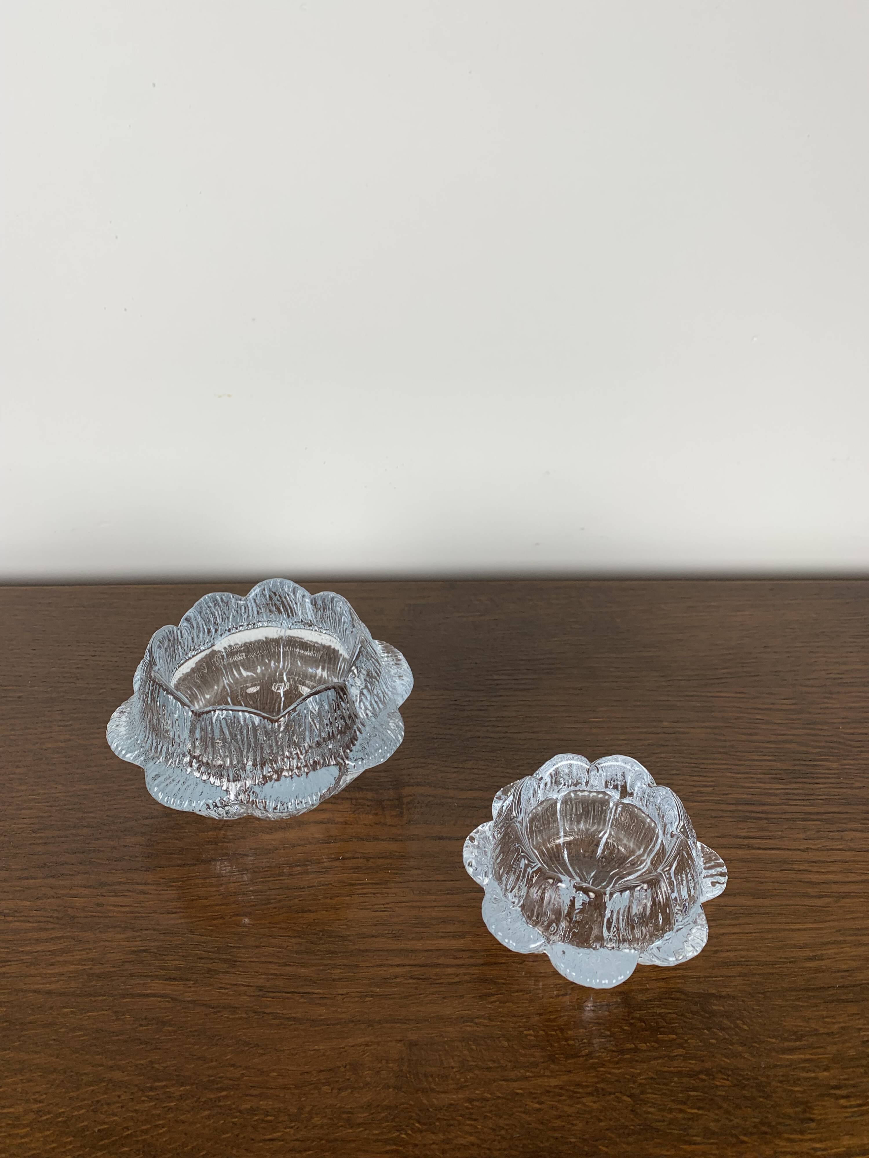 "Lotus" glass candle holder by Holmegaard, Danmark, 1970