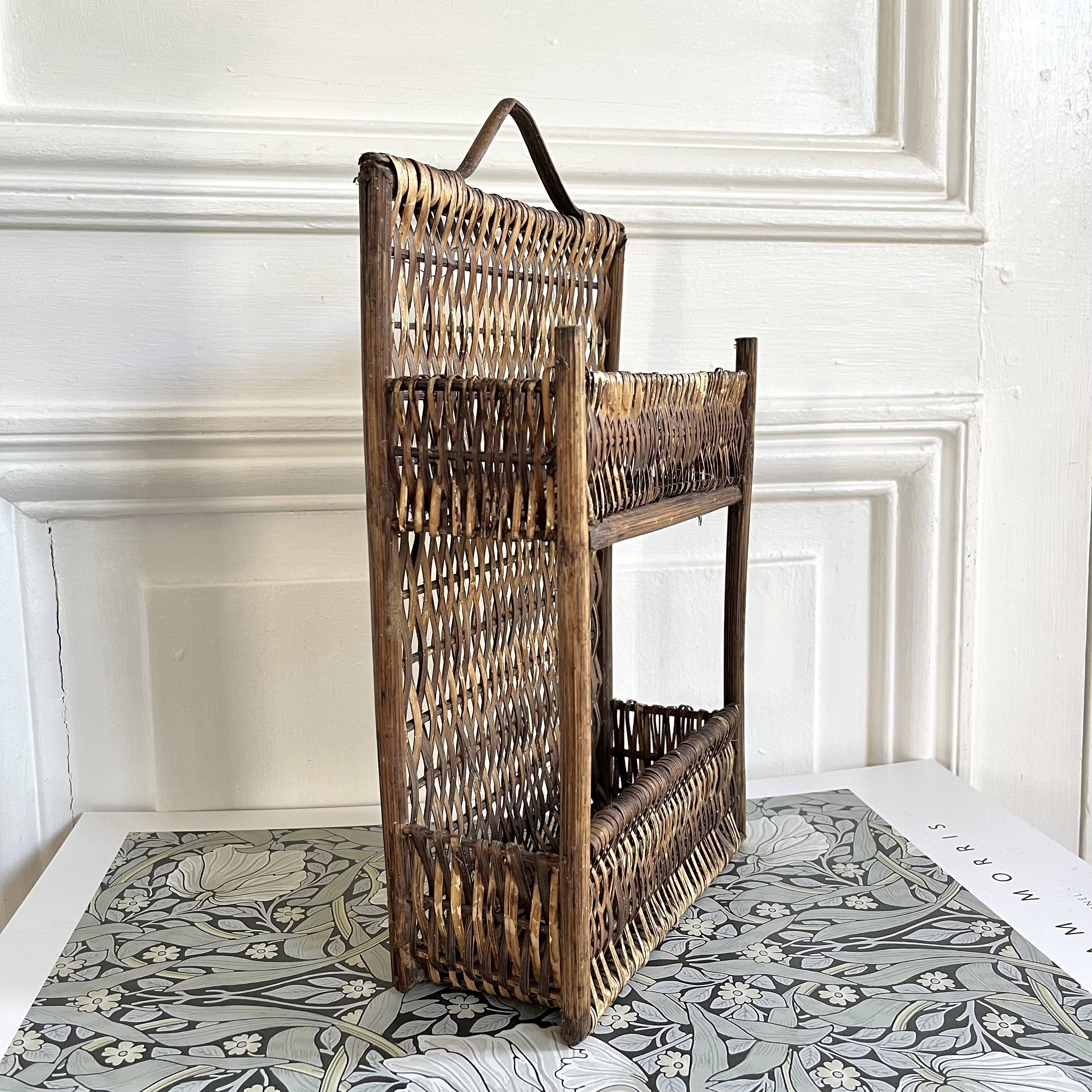 Vintage wicker spice rack