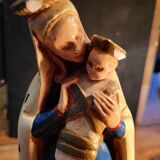 Virgin Mary with Child statue signed by Jeanne Ferrez