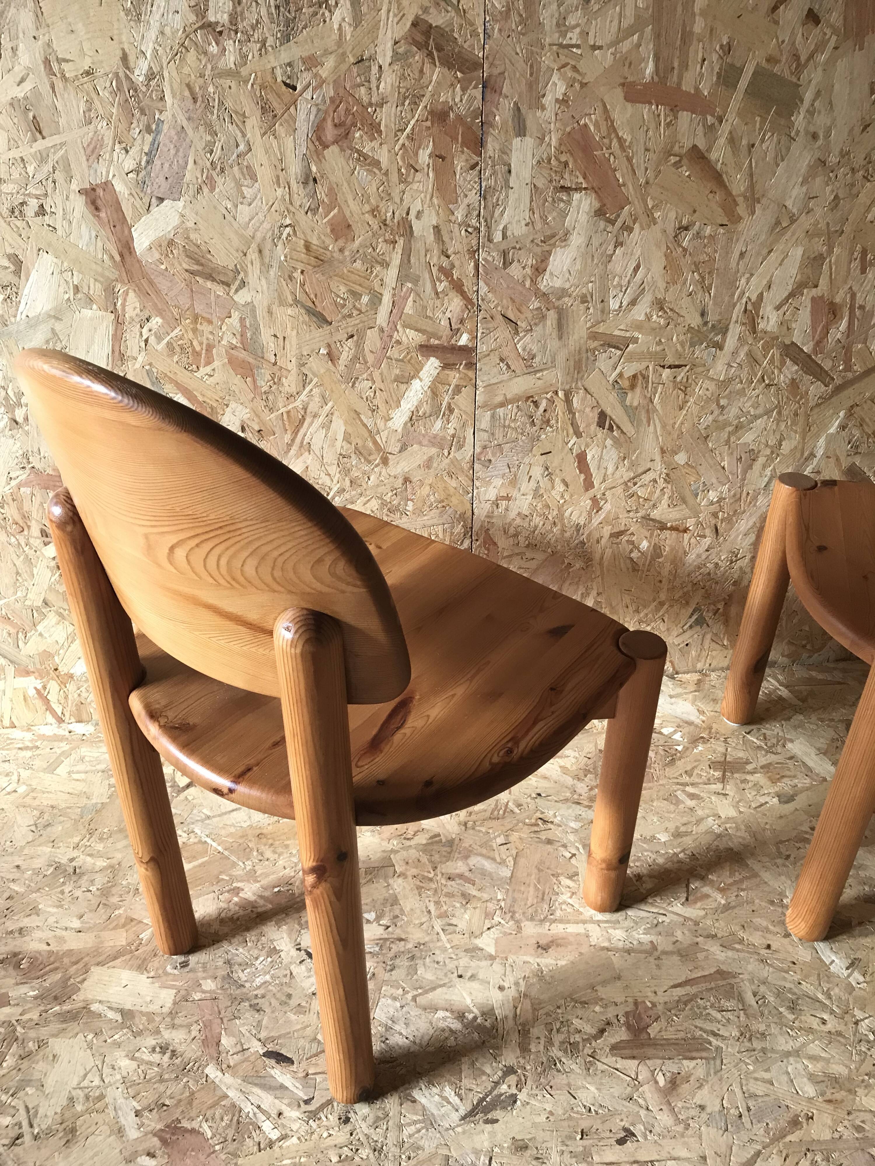 Pair of solid pine chairs by Rainer Daumiller, Germany 1960