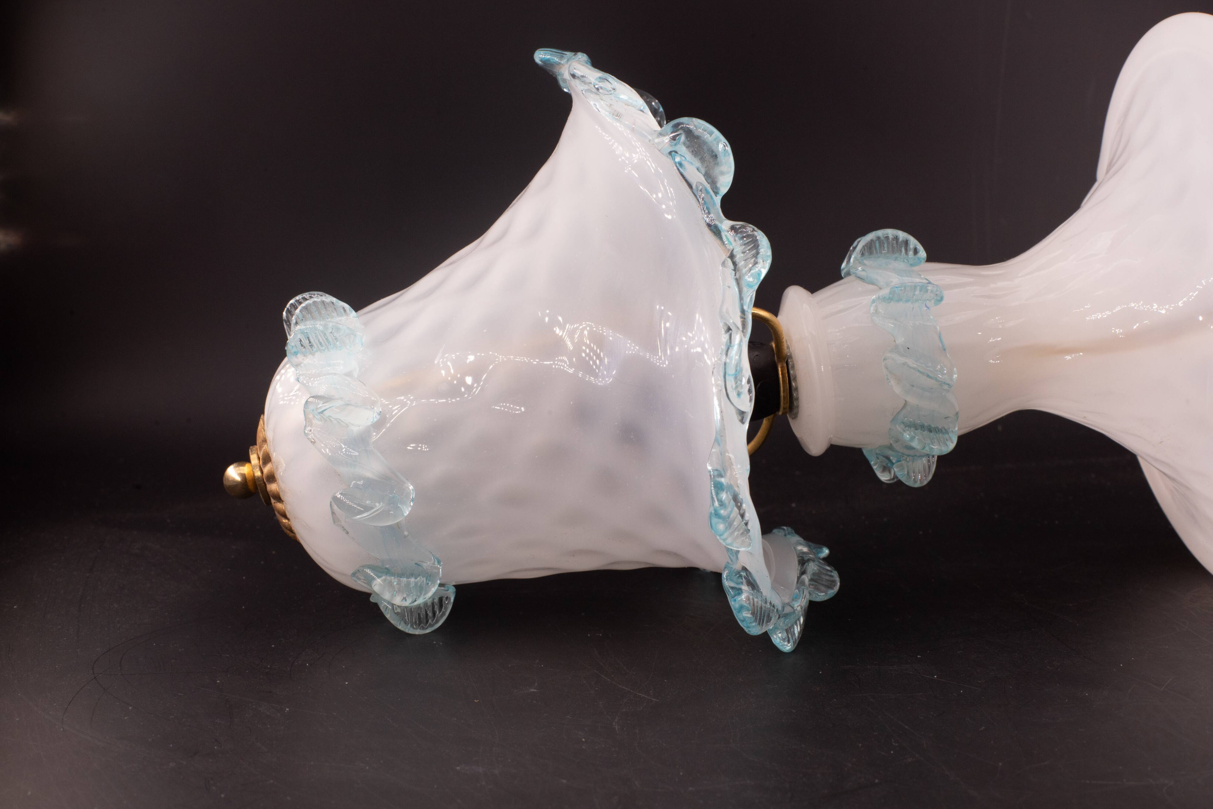 Petite Murano Blu and Trasparent Bubble Glass Table Lamps