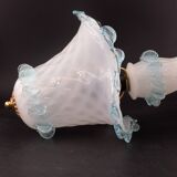 Lampe de table en verre de Murano blanc et bleu, Italie 1970