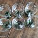 Set of 6 Alsatian wine glasses in chiseled crystal with green turned foot