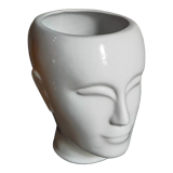 White ceramic pot cover vase 60s