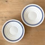 Pair of white and blue saucers