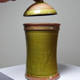 Decorative pot vintage two-tone glazed stoneware spice box handmade signed