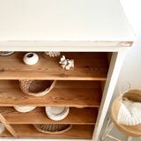 Large antique school wardrobe/bookshelf in solid pine – 1950