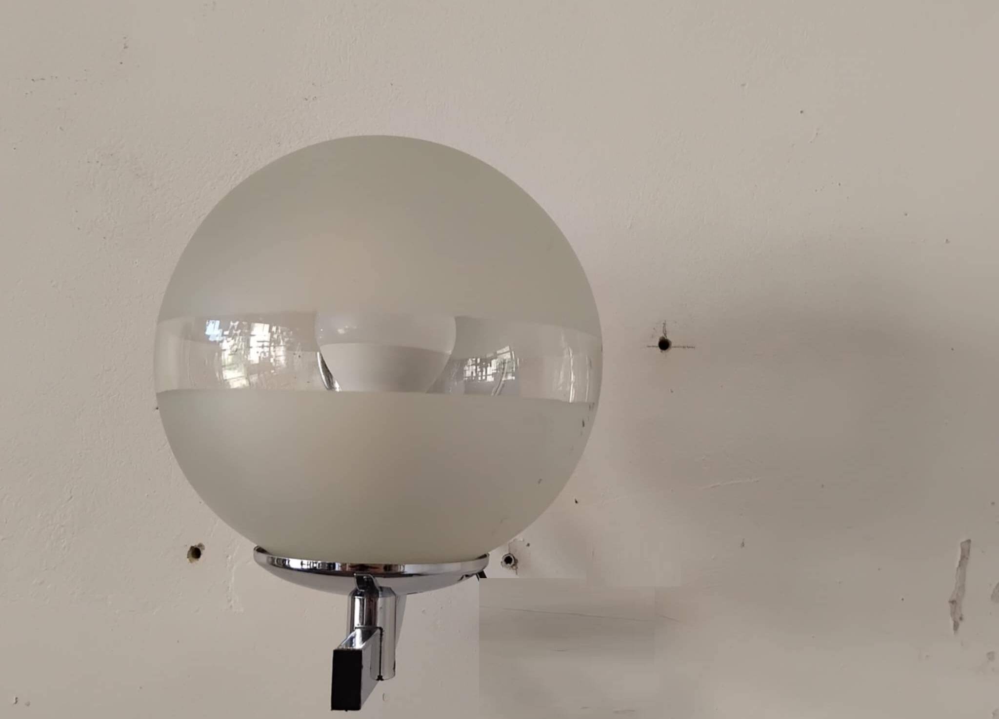 Vintage chrome and glass wall light