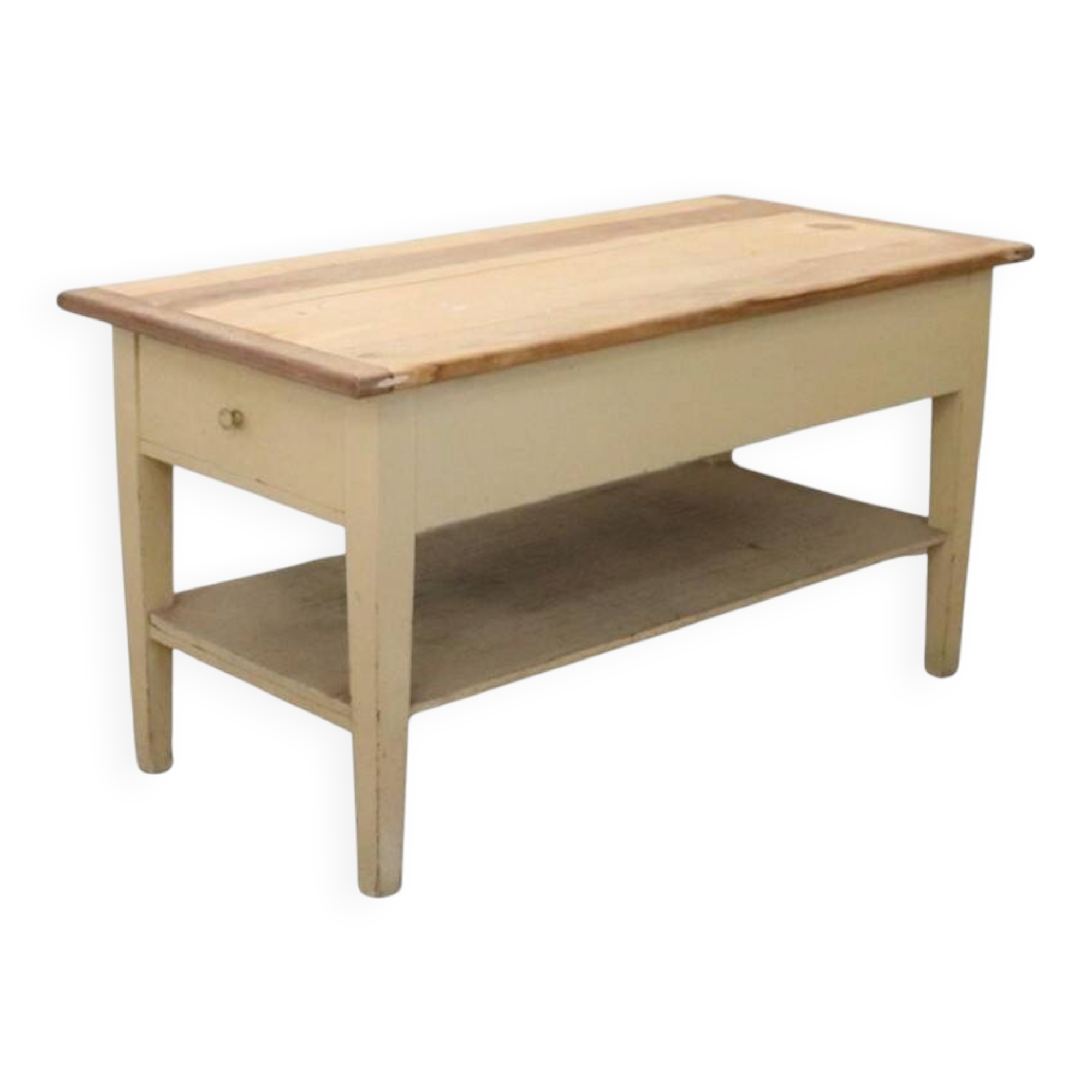 Worktable In Cream Lacquered Poplar Wood, Italy Late 19th Century