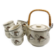 Teapot and its 6 cups with birds Seventies look made in Korea