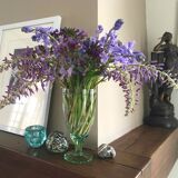 Blue green blown glass vase