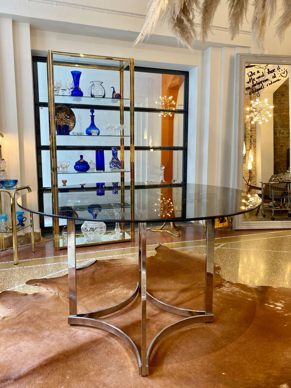 Table ronde en verre 1970