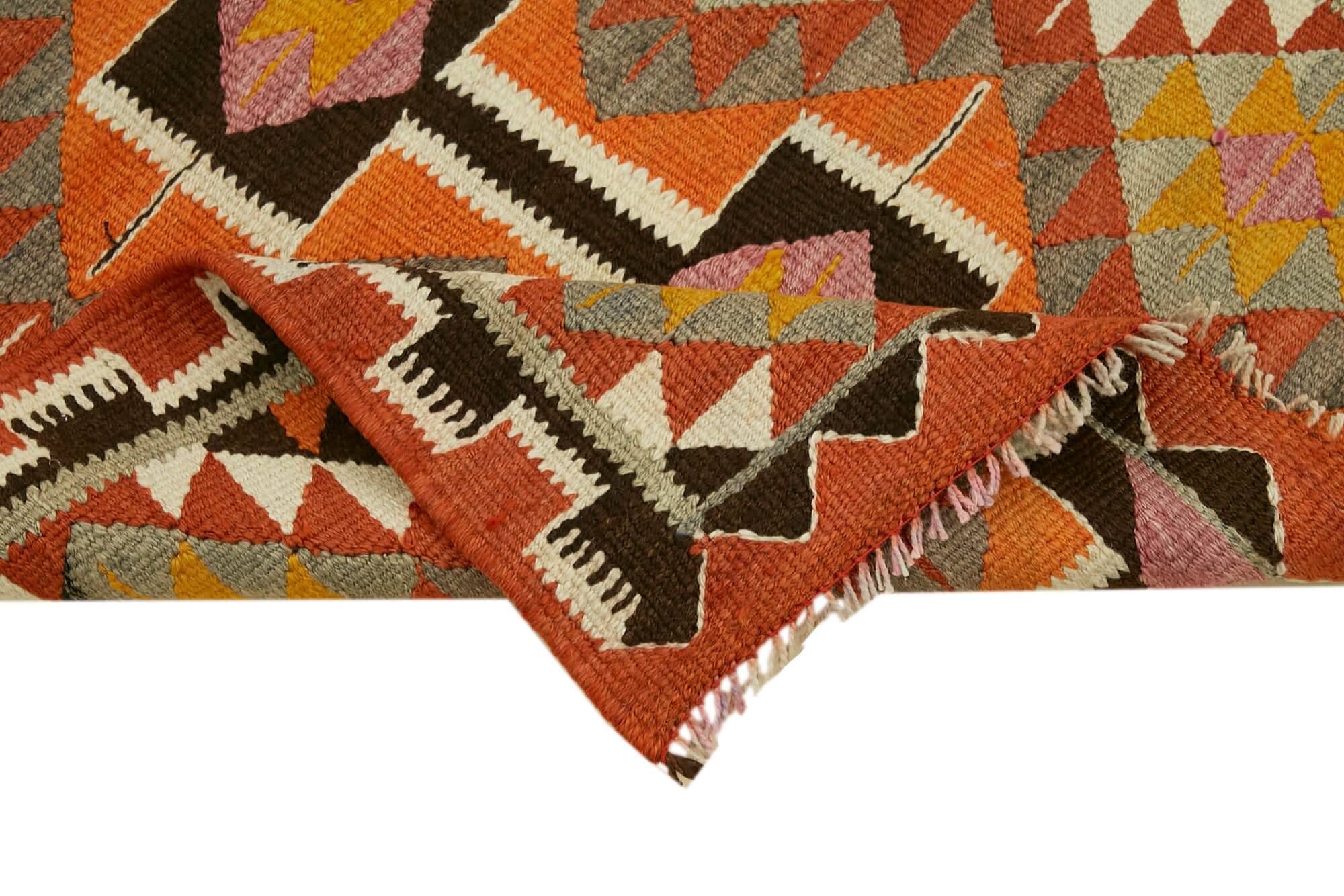 Turkish Handwoven Vintage Herki Kilim 89 cm x 378 cm