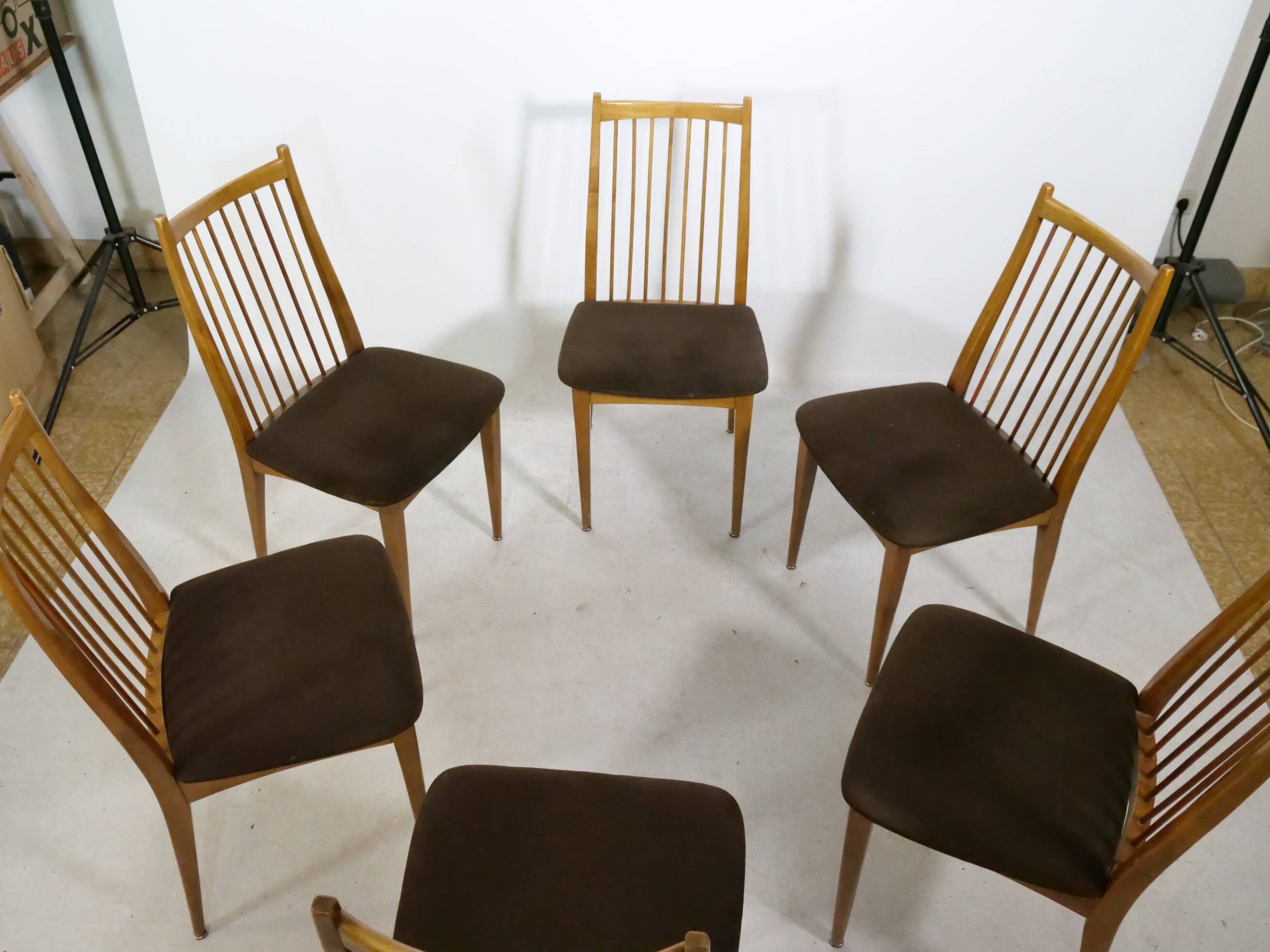 Mid-Century Teak Dining Chairs by WK Möbel, Set of 6, 1960s Design