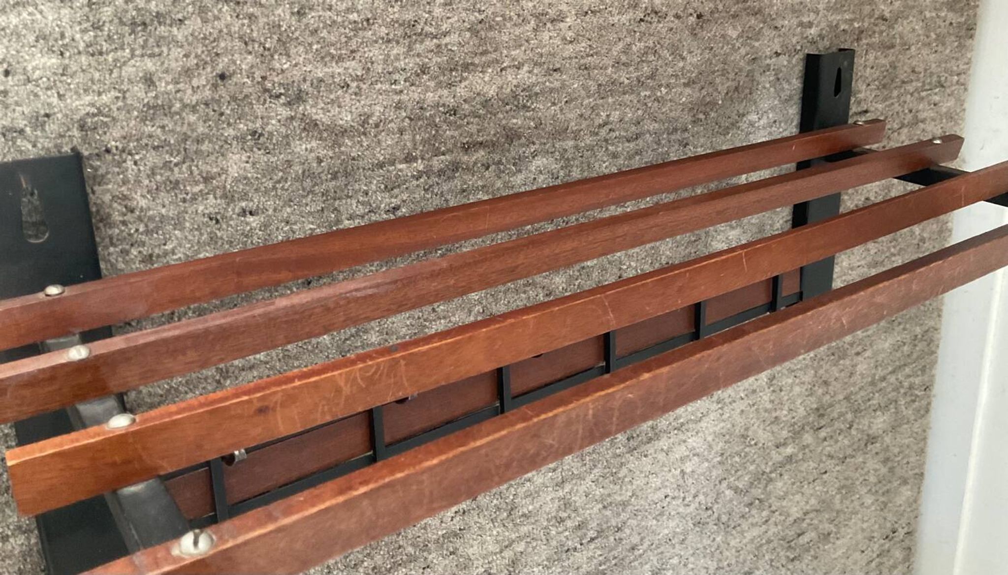 Scandinavian cloakroom coat rack in teak and metal