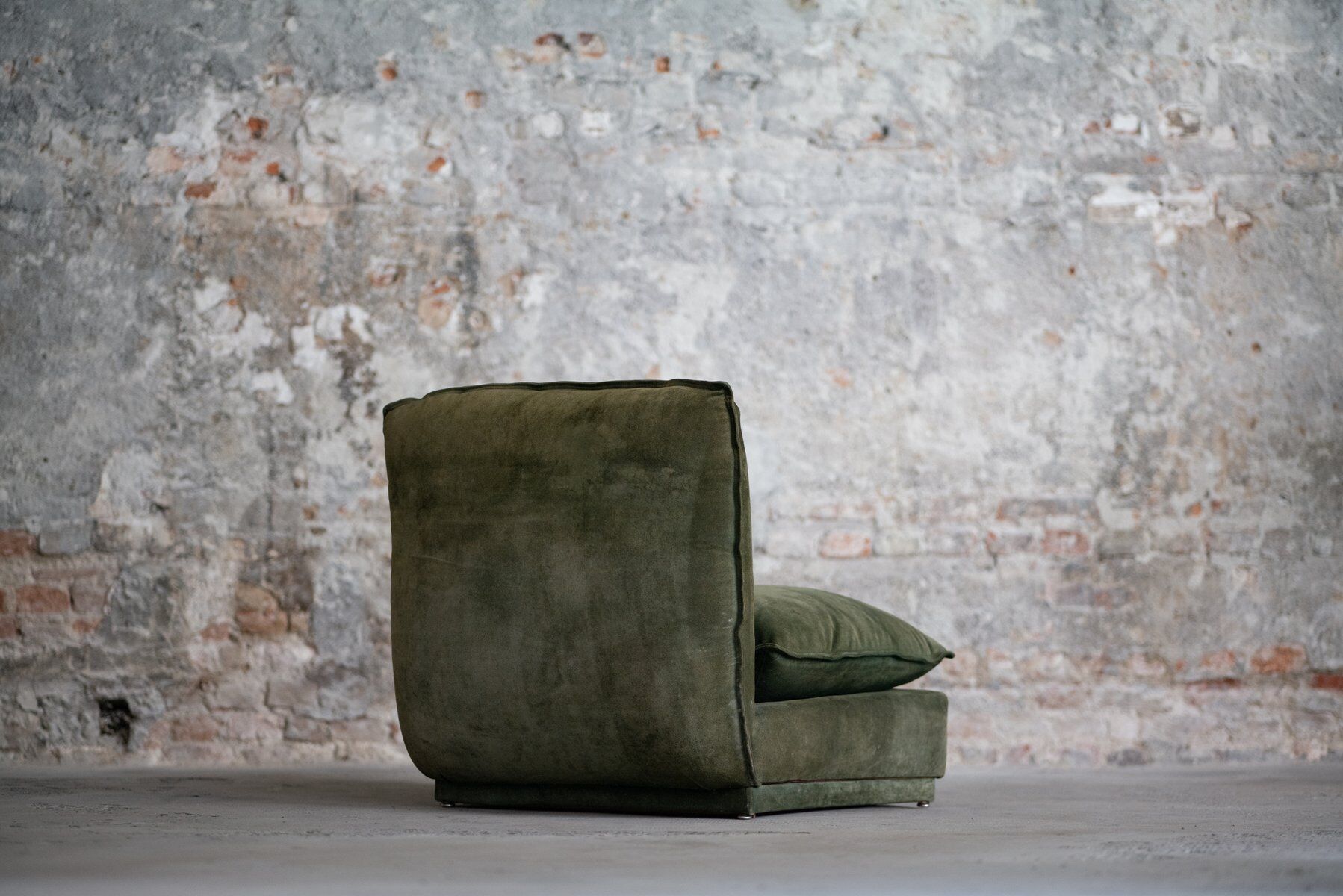Vintage suede leather armchair, Italy, 1970s