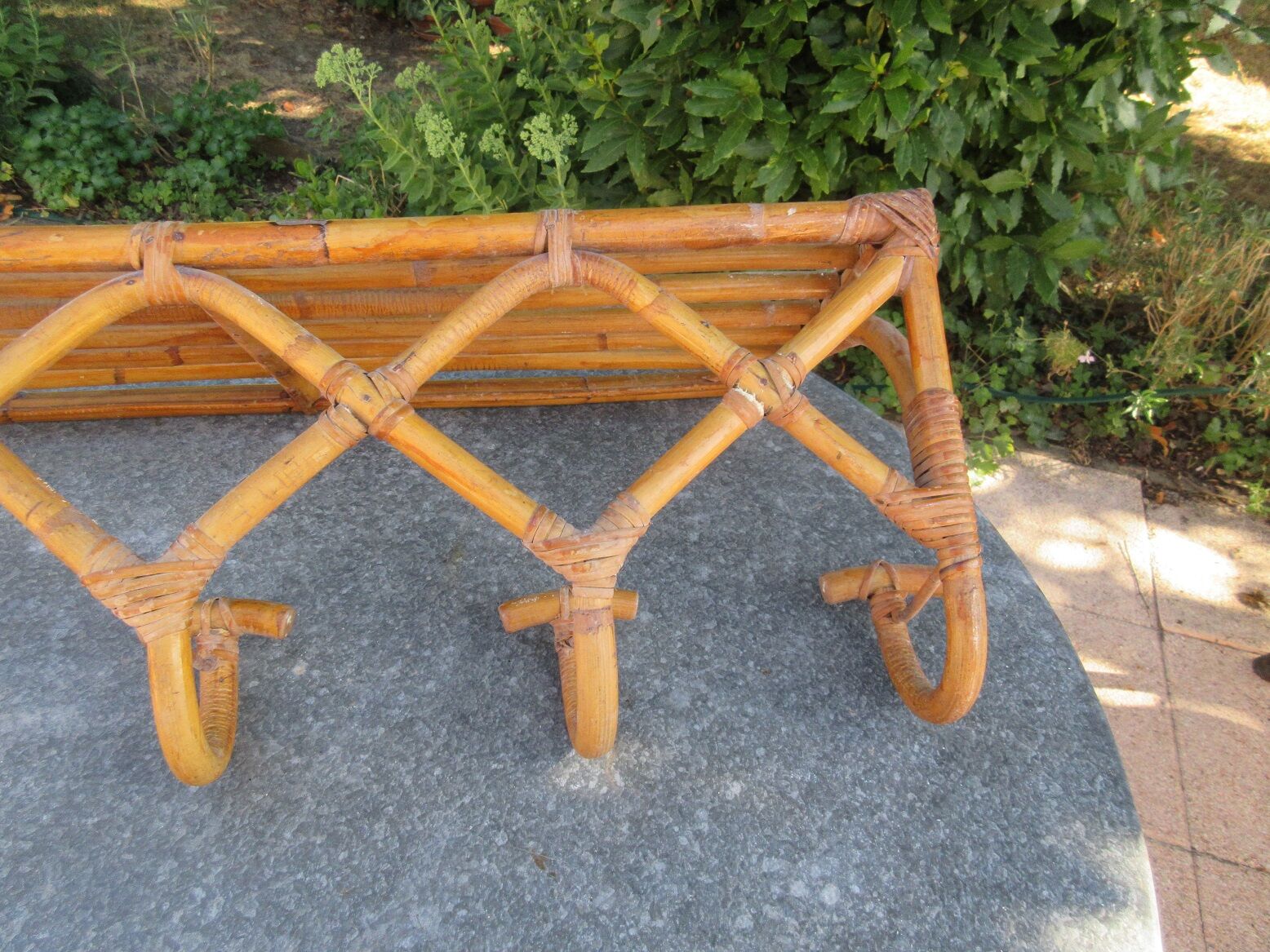 Rattan wall patère coat rack