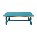 Wood and blue coffee table