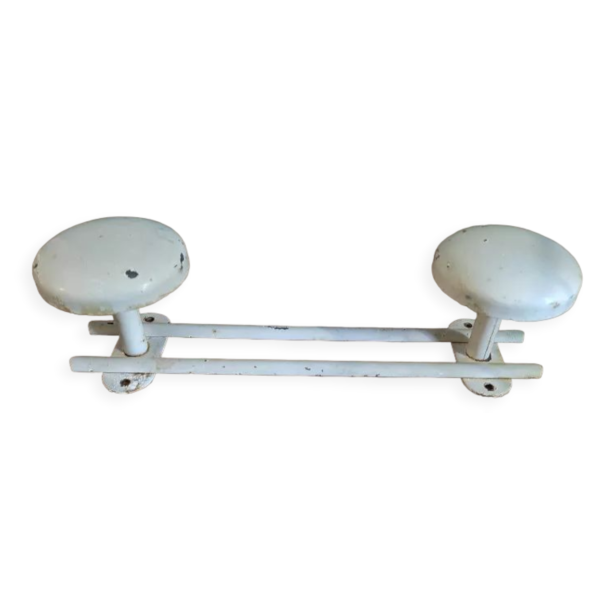 Coat rack 2 hooks white patinated metal