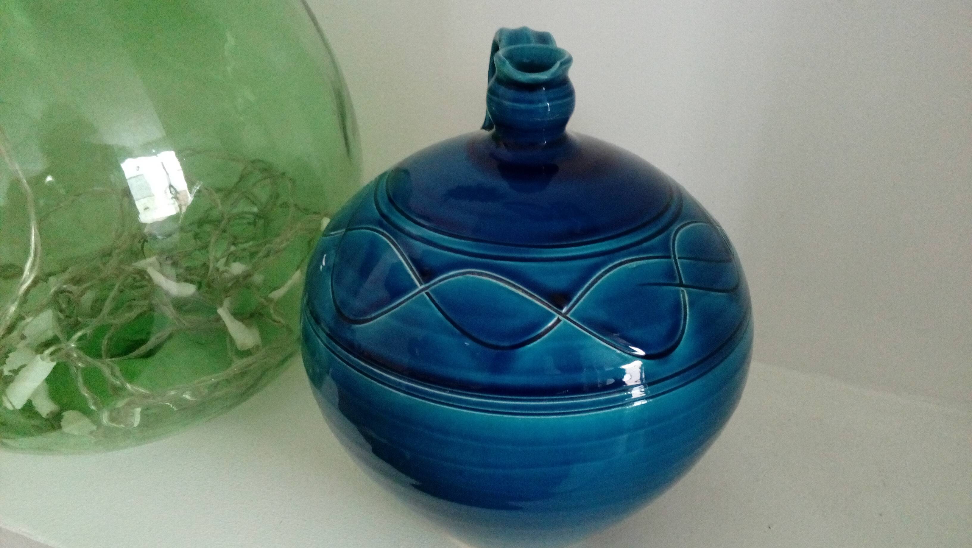 Enamelled jug artisanal pottery
