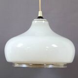 Opaline and chrome pendant light