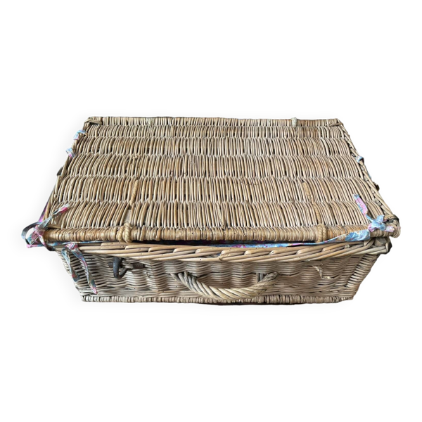 Panier osier rotin vintage années 60/70