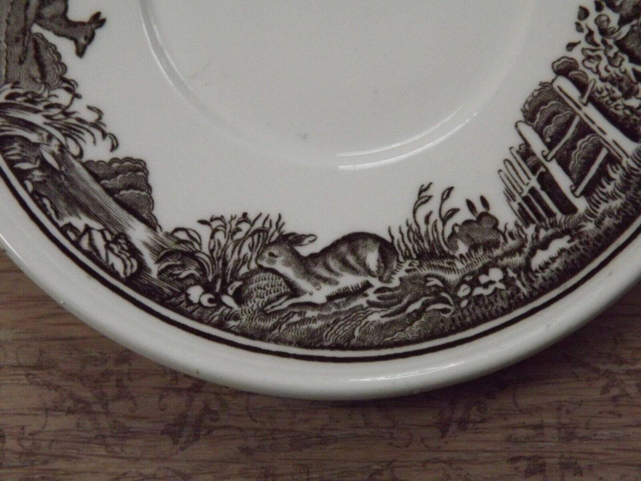 Set of 4 saucers Quality Retired Villeroy & Boch Black/White Anjou Design 4656